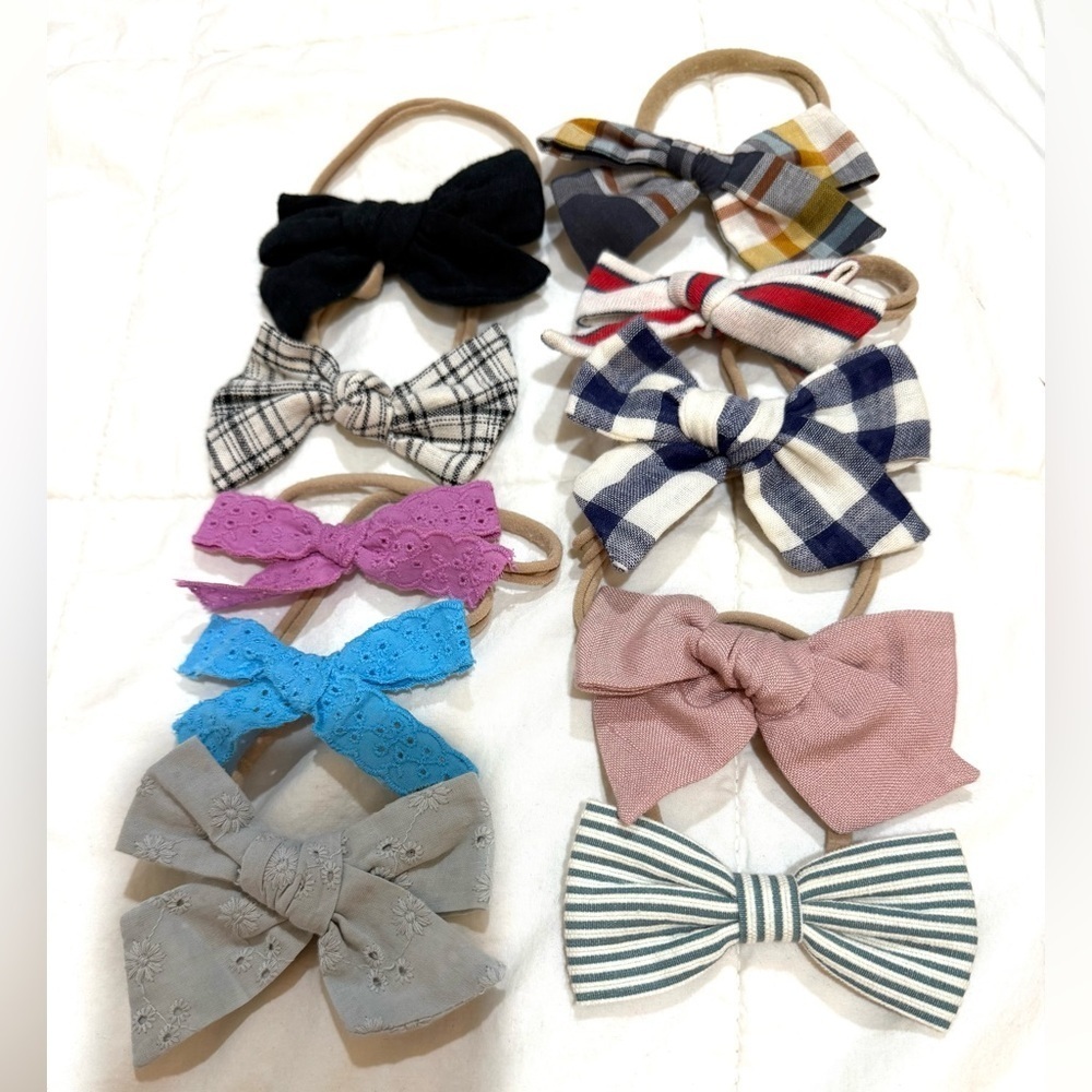 Colorful Bow Headband Set for Kids set of 10